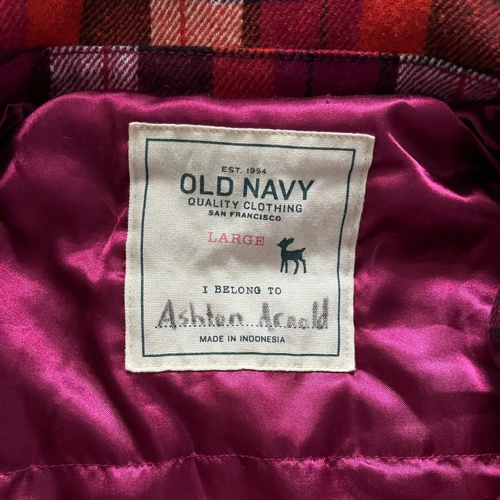 Old Navy plaid peacoat jacket girls size large‎